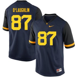 Men's West Virginia Mountaineers NCAA #87 Mike O'Laughlin Navy Authentic Nike Stitched College Football Jersey UY15P32NJ